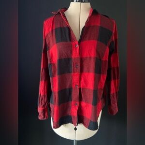 Old baby Red and Black Plaid Button-Up Shirt medium petite